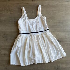 All in Motion Pleated Active Dress in white w/black stripe waist - size XL